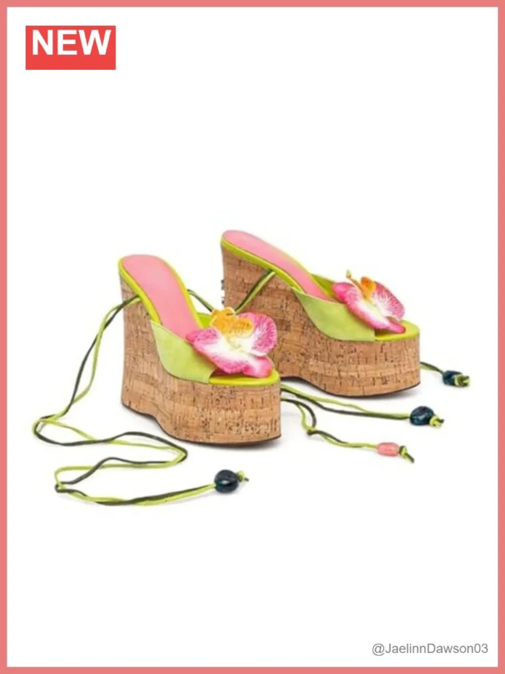 Cork Platform Wedge Sandals with Ankle Strap, Open Toe, Lace Up